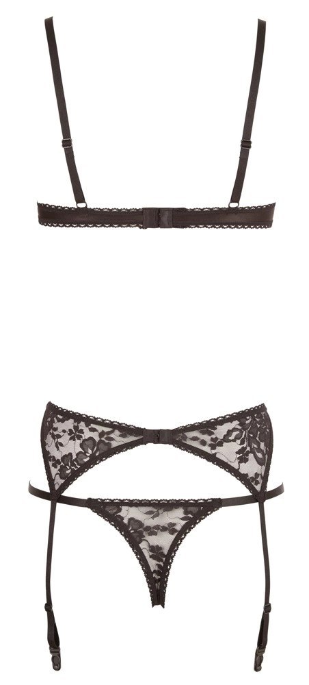 Cottelli Lingerie komplet koronkowy 3-częściowy czarny 85C/L Cottelli Lingerie komplet koronkowy 3-częściowy czarny 85C/L