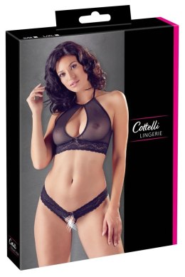 Cottelli Lingerie komplet koronkowy biustonosz siateczkowy i stringi S/M