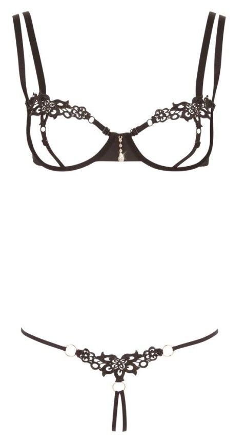 Cottelli Lingerie komplet paskowy czarny dwuczęściowy M Cottelli Lingerie komplet paskowy czarny dwuczęściowy M