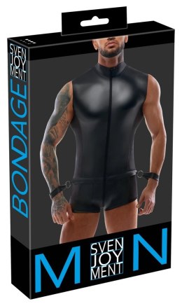 Svenjoyment Bondage Kombinezon matowy S z mankietami na nadgarstki