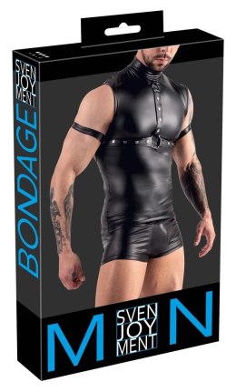 Svenjoyment Bondage Top męski matowy z ćwiekami szelkami M