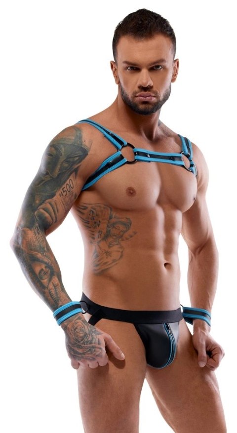 Svenjoyment Bondage Uprząż Neoprenowa z Slipy L i Mankietami Czarna/Błękitna Svenjoyment Bondage Uprząż Neoprenowa z Slipy L i Mankietami Czarna/Błękitna