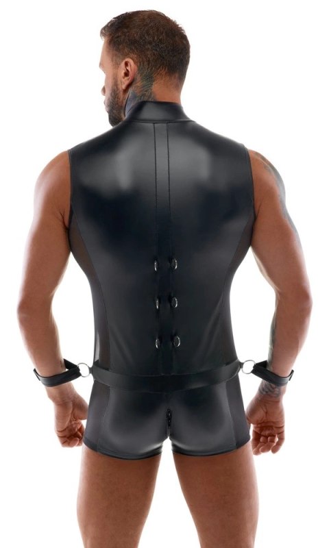 Svenjoyment Bondage kombinezon matowy z mankietami XL czarny Svenjoyment Bondage kombinezon matowy z mankietami XL czarny