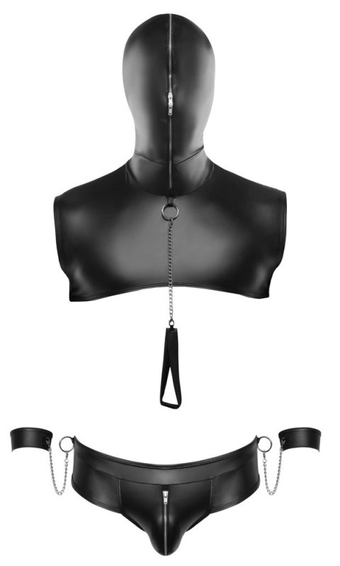Svenjoyment Bondage zestaw matowy męski 2-częściowy z akcesoriami S czarny Svenjoyment Bondage zestaw matowy męski 2-częściowy z akcesoriami S czarny