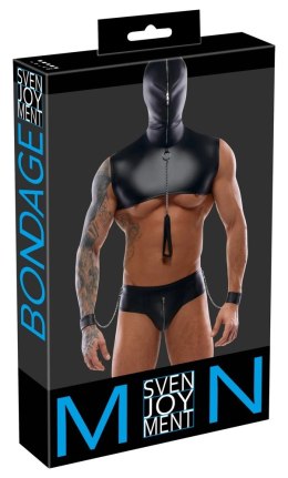 Svenjoyment Bondage zestaw męski matowy czarny 2XL z kapturem i akcesoriami