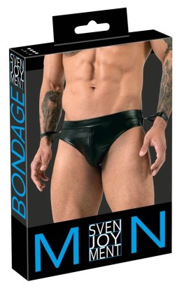 Svenjoyment Bondage slipy męskie bez tyłu z mankietami czarne XL