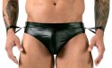 Svenjoyment Bondage slipy męskie bez tyłu z mankietami czarne XL