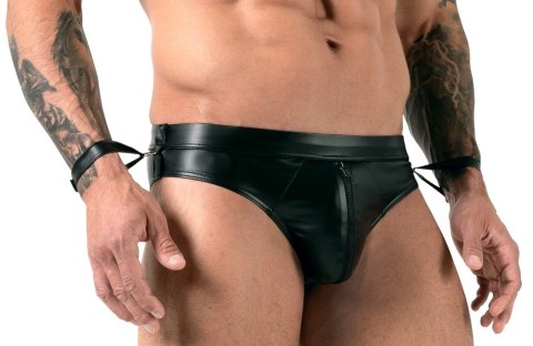 Svenjoyment Bondage slipy męskie bez tyłu z mankietami czarne XL Svenjoyment Bondage slipy męskie bez tyłu z mankietami czarne XL