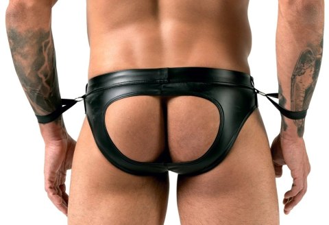 Svenjoyment Bondage slipy męskie bez tyłu z mankietami czarne XL Svenjoyment Bondage slipy męskie bez tyłu z mankietami czarne XL