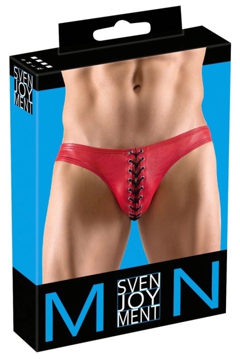 Svenjoyment Slipy męskie czerwone z czarnym sznurowaniem M Svenjoyment Slipy męskie czerwone z czarnym sznurowaniem M