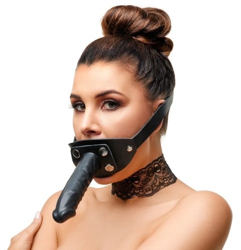 ZADO Double Gag System Skorzany z Paskiem na Głowę Czarny 13 cm ZADO Double Gag System Skorzany z Paskiem na Głowę Czarny 13 cm