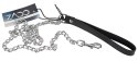 ZADO Skorzana obroża z metalową smyczą 110 cm czarna