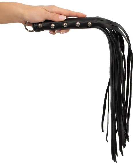 ZADO Skorzany Flogger Mini z Nitowaną Rączką Czarny 52cm ZADO Skorzany Flogger Mini z Nitowaną Rączką Czarny 52cm