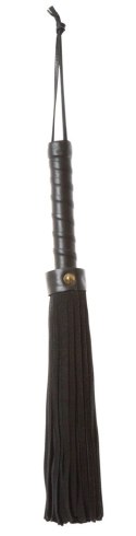 ZADO Skorzany Pejcz Krotki Czarny 37 cm Rękojeść Zamszowa