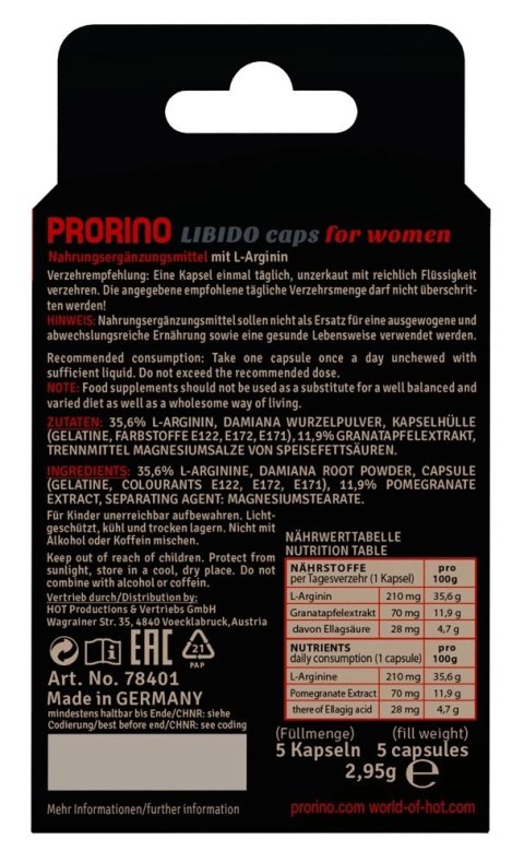PRORINO Kapsułki dla kobiet 5 szt. suplement diety z ekstraktami PRORINO Kapsułki dla kobiet 5 szt. suplement diety z ekstraktami