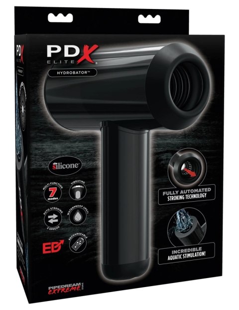 Pipedream PDX Elite Hydrobator Czarny - Wodoodporna maszyna intymna, 2 otwory, 7 trybow