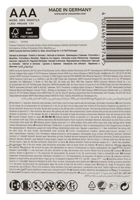 Varta Longlife Power Baterie AAA LR03 40 sztuk 1,5V blister Varta Longlife Power Baterie AAA LR03 40 sztuk 1,5V blister