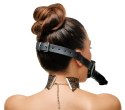 ZADO Double Gag System Skorzany z Paskiem na Głowę Czarny 13 cm