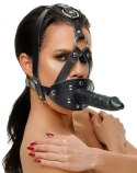 ZADO Knebel kulkowy z uprzężą i zewnętrznym elementem 13 cm czarny/czerwony