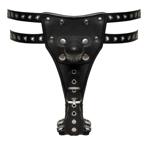 ZADO Skorzane stringi L/XL z trzema wymiennymi elementami lateksowymi czarne ZADO Skorzane stringi L/XL z trzema wymiennymi elementami lateksowymi czarne