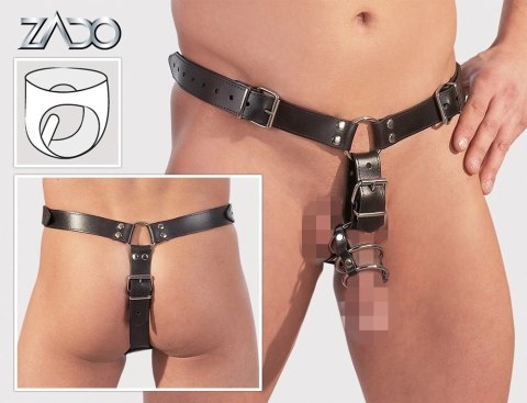 ZADO Skorzane stringi męskie S/M z elementem analnym i 3 pierścieniami ZADO Skorzane stringi męskie S/M z elementem analnym i 3 pierścieniami