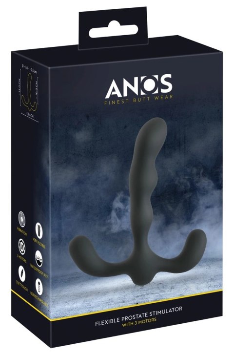 ANOS Silikonowy 3-Ramienny Stymulator Prostaty Czarny, 3 Silniki, 7 Trybow ANOS Silikonowy 3-Ramienny Stymulator Prostaty Czarny, 3 Silniki, 7 Trybow