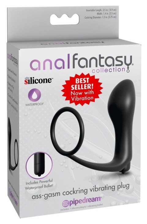 Anal Fantasy Plug z Pierścieniem i Funkcją Wibracji, silikonowy, czarny Anal Fantasy Plug z Pierścieniem i Funkcją Wibracji, silikonowy, czarny