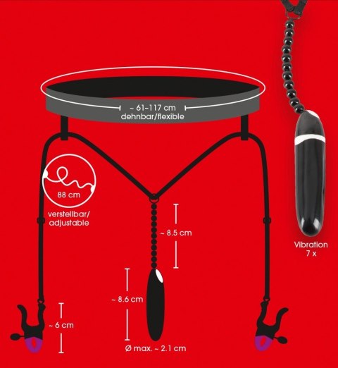 Bad Kitty Model 603510 - Stringi z wibracjami i regulacją, czarne Bad Kitty Model 603510 - Stringi z wibracjami i regulacją, czarne