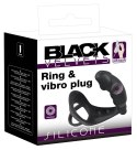 Black Velvets - Pierścień wibracyjny z anatomiczną nakładką, czarny