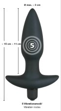 Black Velvets Plug z Wibracją i Uchwyt Średni 15cm Czarny Silikon