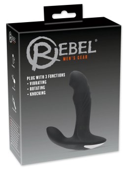 Rebel Plug Pro - Czarny model z masażerem krocza, 16,6 cm, 3 funkcje