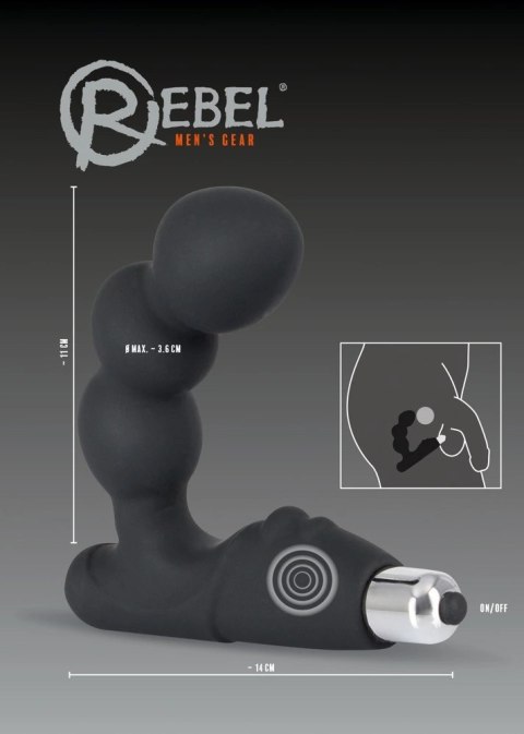 Rebel Zakrzywiony stymulator prostaty kulisty czarny silikonowy 14 cm Rebel Zakrzywiony stymulator prostaty kulisty czarny silikonowy 14 cm