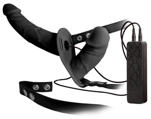 You2Toys Double Strap-On z funkcją wibracji, regulowana uprząż, czarny You2Toys Double Strap-On z funkcją wibracji, regulowana uprząż, czarny