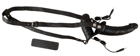 You2Toys Double Strap-On z funkcją wibracji, regulowana uprząż, czarny You2Toys Double Strap-On z funkcją wibracji, regulowana uprząż, czarny