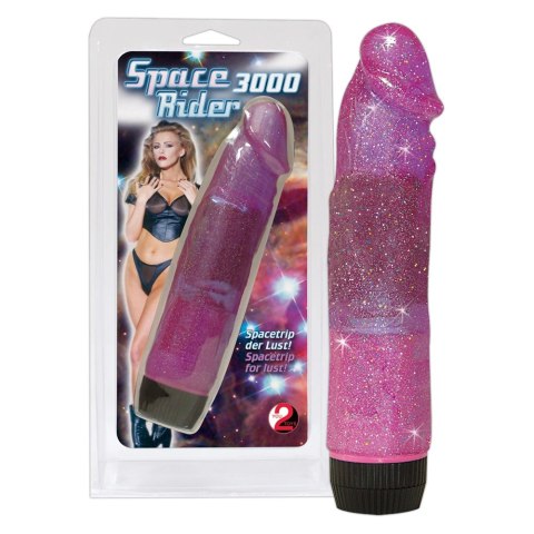 You2Toys Space Rider 3000 - Elastyczny wibrator brokatowy roż 18,5 cm You2Toys Space Rider 3000 - Elastyczny wibrator brokatowy roż 18,5 cm
