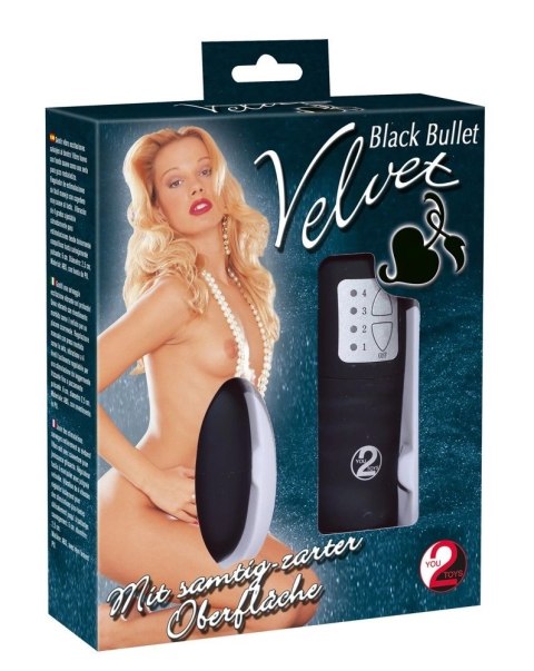 You2Toys Velvet - Jajeczko wibracyjne z pilotem, czarne 6 cm You2Toys Velvet - Jajeczko wibracyjne z pilotem, czarne 6 cm