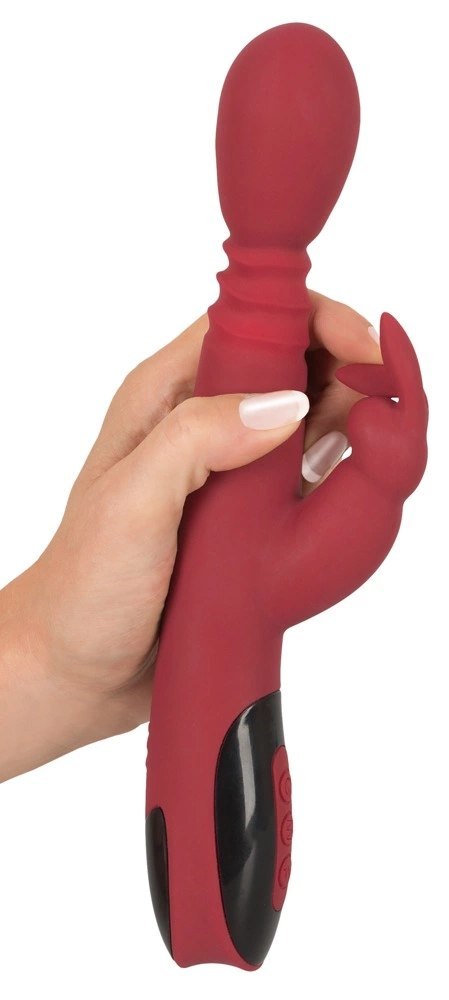 You2Toys Wibrator silikonowy kroliczek podwojny, podgrzewany, czerwony You2Toys Wibrator silikonowy kroliczek podwojny, podgrzewany, czerwony