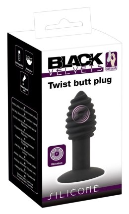 Black Velvets Twist Plug z wibracją 10 cm, silikonowy, rowkowany