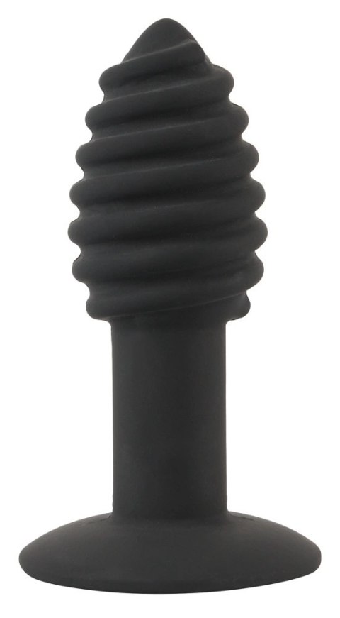 Black Velvets Twist Plug z wibracją 10 cm, silikonowy, rowkowany Black Velvets Twist Plug z wibracją 10 cm, silikonowy, rowkowany