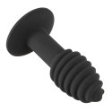 Black Velvets Twist Plug z wibracją 10 cm, silikonowy, rowkowany