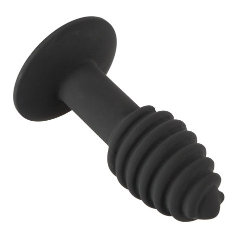 Black Velvets Twist Plug z wibracją 10 cm, silikonowy, rowkowany Black Velvets Twist Plug z wibracją 10 cm, silikonowy, rowkowany