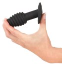 Black Velvets Twist Plug z wibracją 10 cm, silikonowy, rowkowany