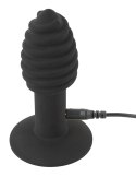 Black Velvets Twist Plug z wibracją 10 cm, silikonowy, rowkowany