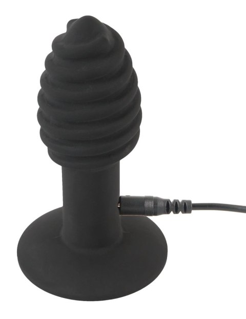 Black Velvets Twist Plug z wibracją 10 cm, silikonowy, rowkowany Black Velvets Twist Plug z wibracją 10 cm, silikonowy, rowkowany