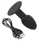 Black Velvets Twist Plug z wibracją 10 cm, silikonowy, rowkowany