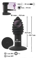 Black Velvets Twist Plug z wibracją 10 cm, silikonowy, rowkowany
