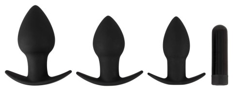 Black Velvets Zestaw 3 korkow z wibracją, silikon, czarny, rożne rozmiary Black Velvets Zestaw 3 korkow z wibracją, silikon, czarny, rożne rozmiary
