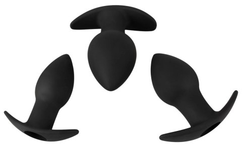 Black Velvets Zestaw 3 korkow z wibracją, silikon, czarny, rożne rozmiary Black Velvets Zestaw 3 korkow z wibracją, silikon, czarny, rożne rozmiary