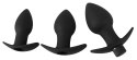 Black Velvets Zestaw 3 korkow z wibracją, silikon, czarny, rożne rozmiary