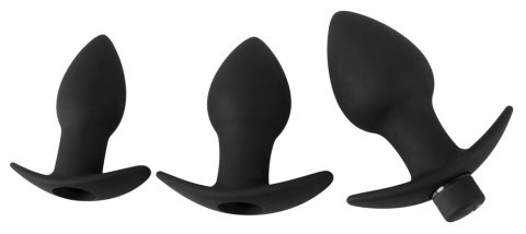 Black Velvets Zestaw 3 korkow z wibracją, silikon, czarny, rożne rozmiary Black Velvets Zestaw 3 korkow z wibracją, silikon, czarny, rożne rozmiary